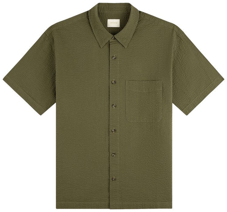 Aime Leon Dore Short Sleeve Seersucker Shirt Deep Lichen Green