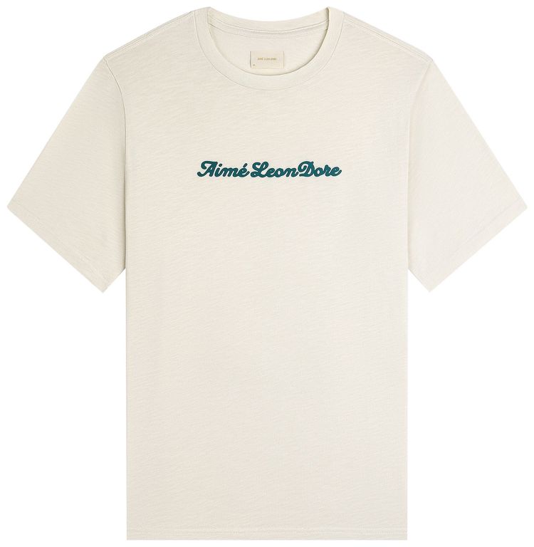 Aime Leon Dore Puff Print Slub Logo Tee Coconut Milk