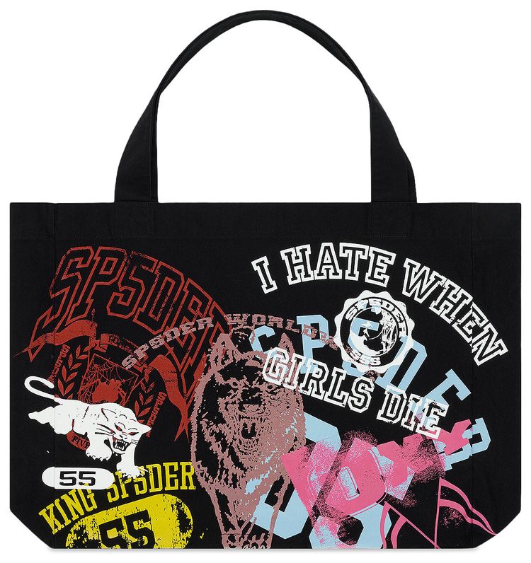 Sp5der Multi Print Tote Bag Black