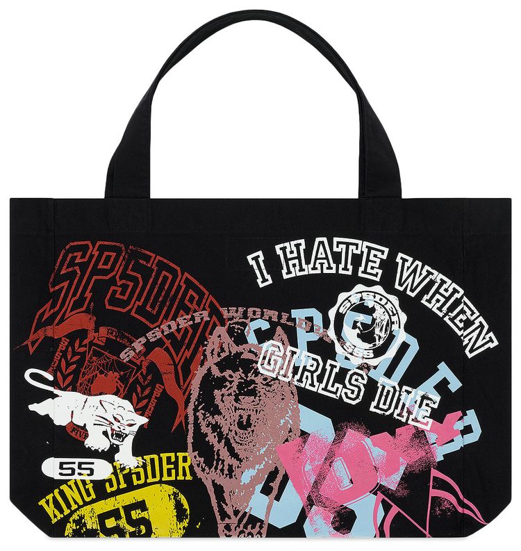 Sp5der Multi Print Tote Bag Black