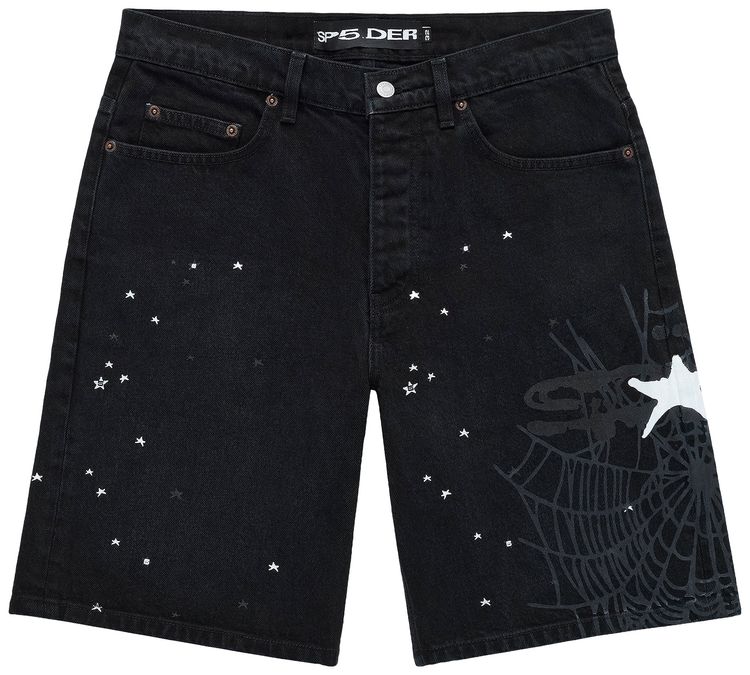 Sp5der Heavy Web Denim Short Black