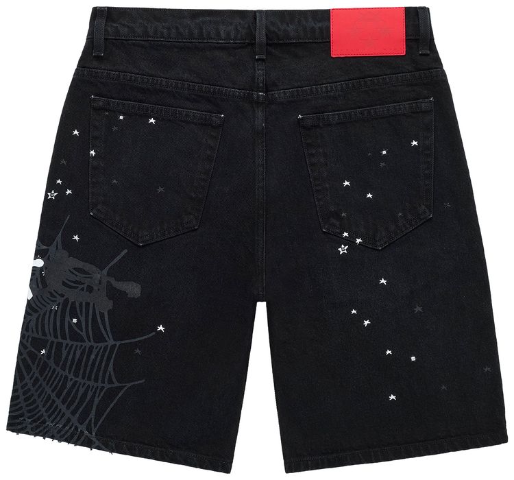 Sp5der Heavy Web Denim Short Black