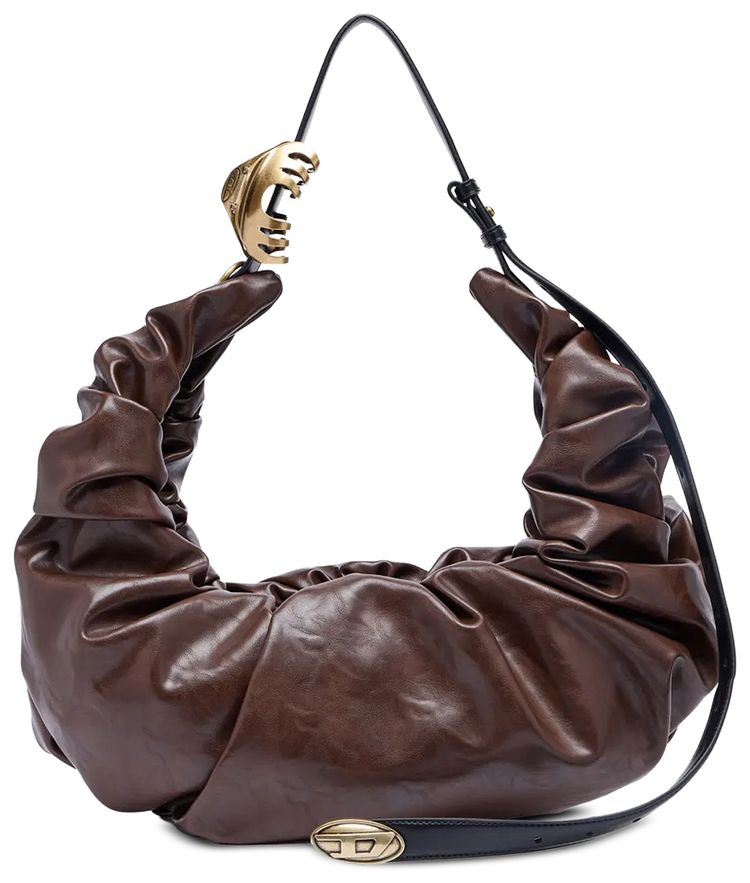 Diesel Grab D Hobo Shoulder Bag Brown
