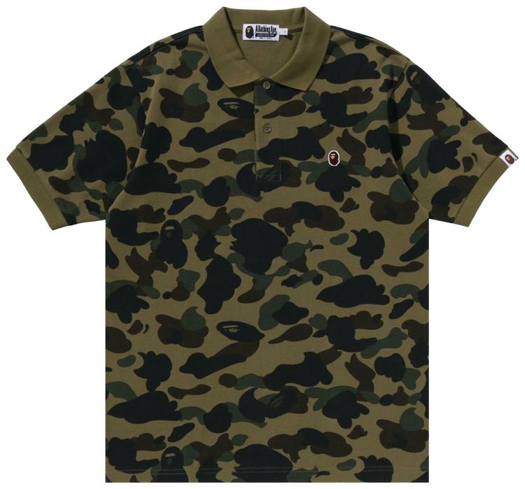 BAPE 1st Camo One Point Regular Fit Polo Shirt Green