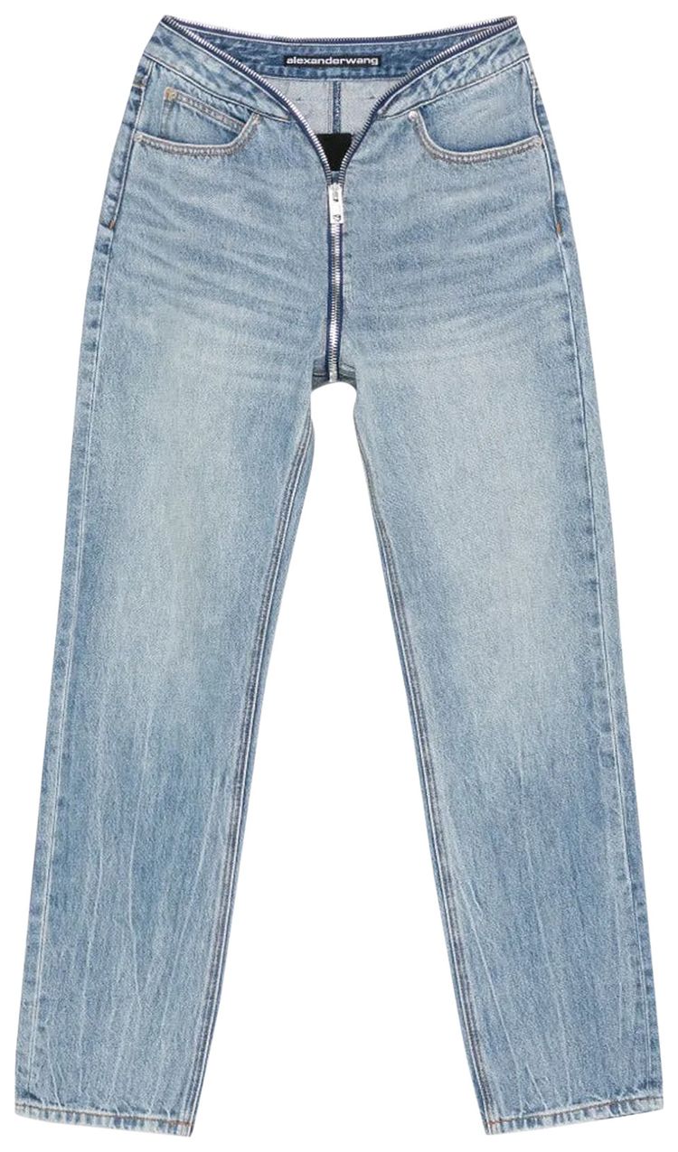 Alexander Wang Dipped V Zip Waistband Straight Leg Jean Authentic Light Indigo