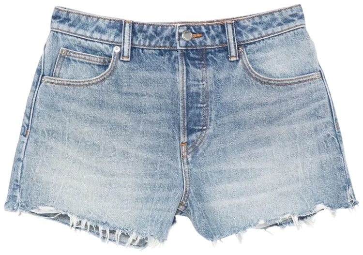 Alexander Wang Distressed Logo Back Pocket Bite Short Authentic Light Indigo
