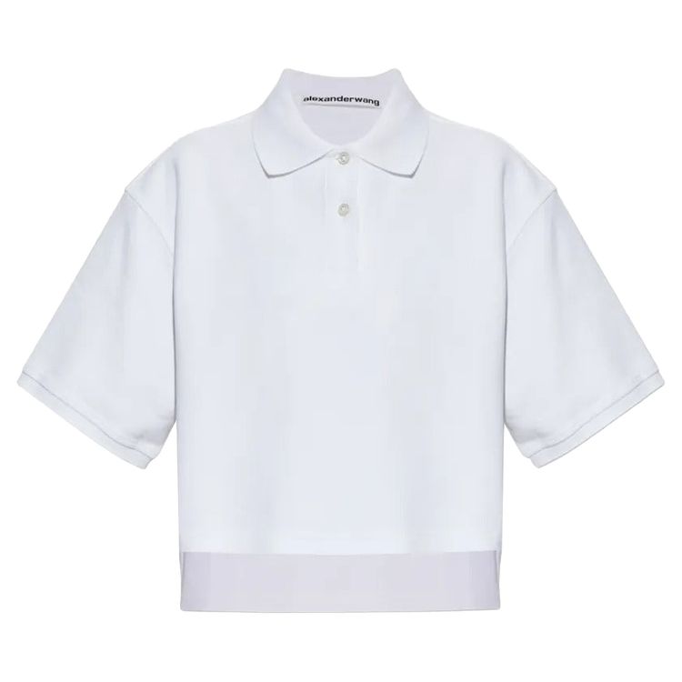 Alexander Wang Oversized High Low Polo Top Vintage White