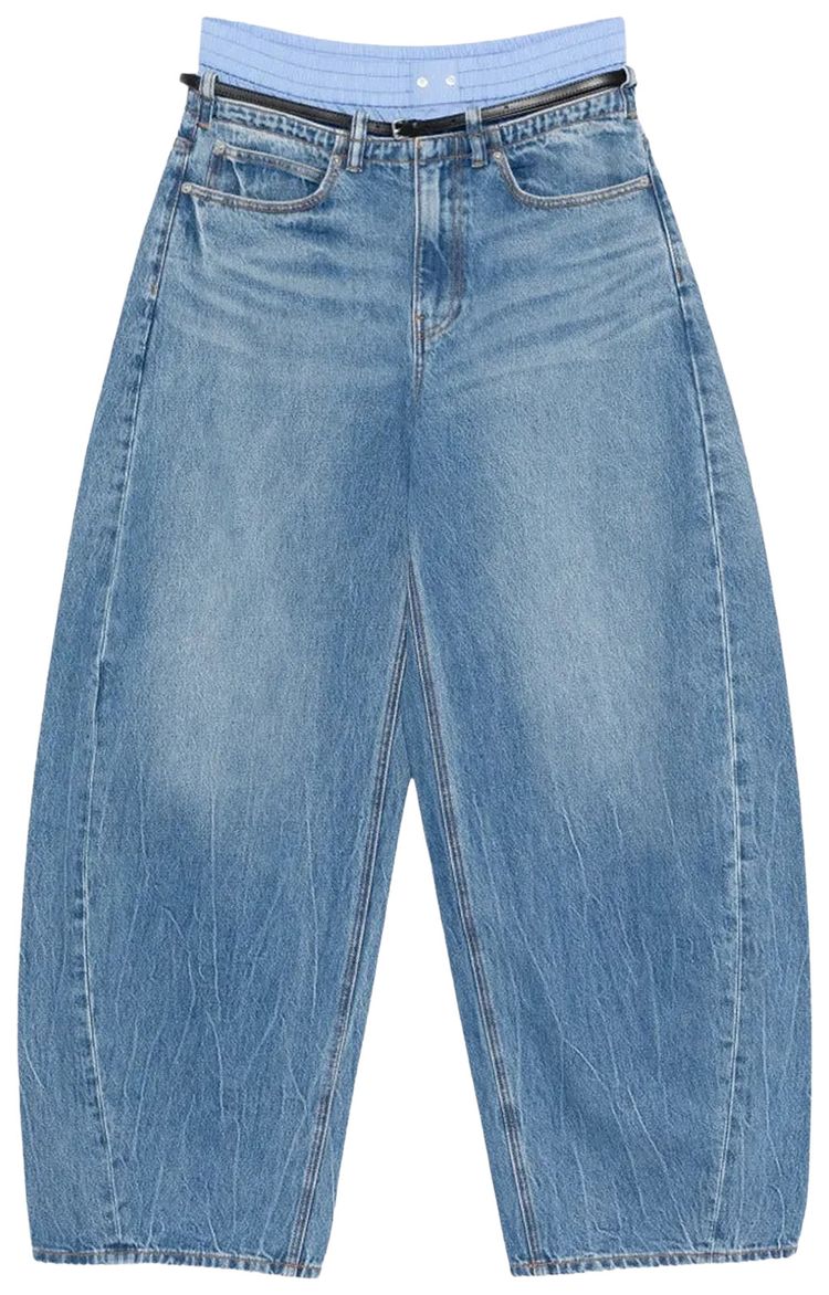 Alexander Wang Leather BeltBoxer Prestyle Blow Up Jean Vintage Marbled Blue