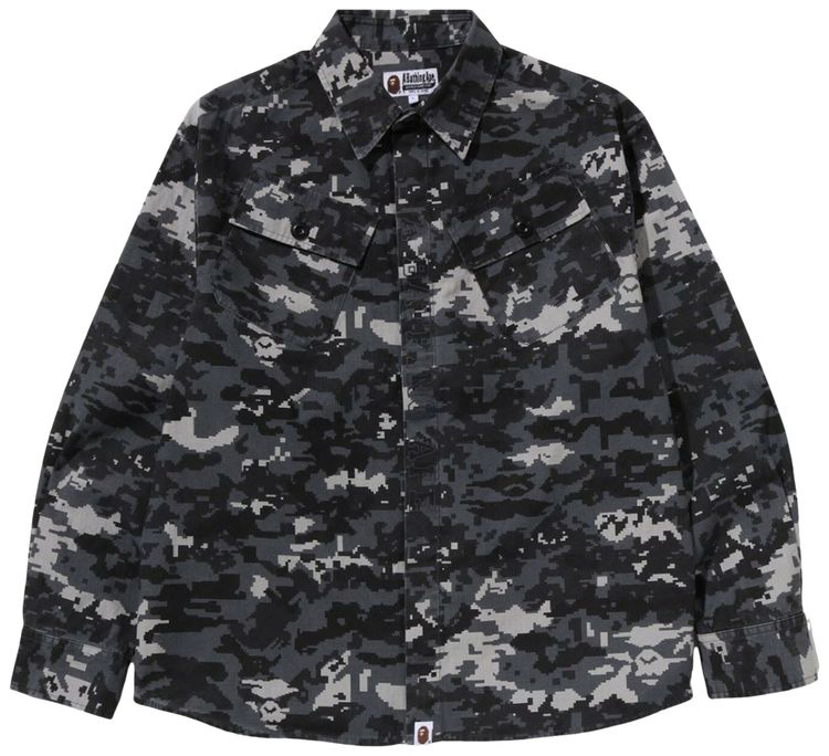 BAPE Multi Pixel Camo Military Shirt Black