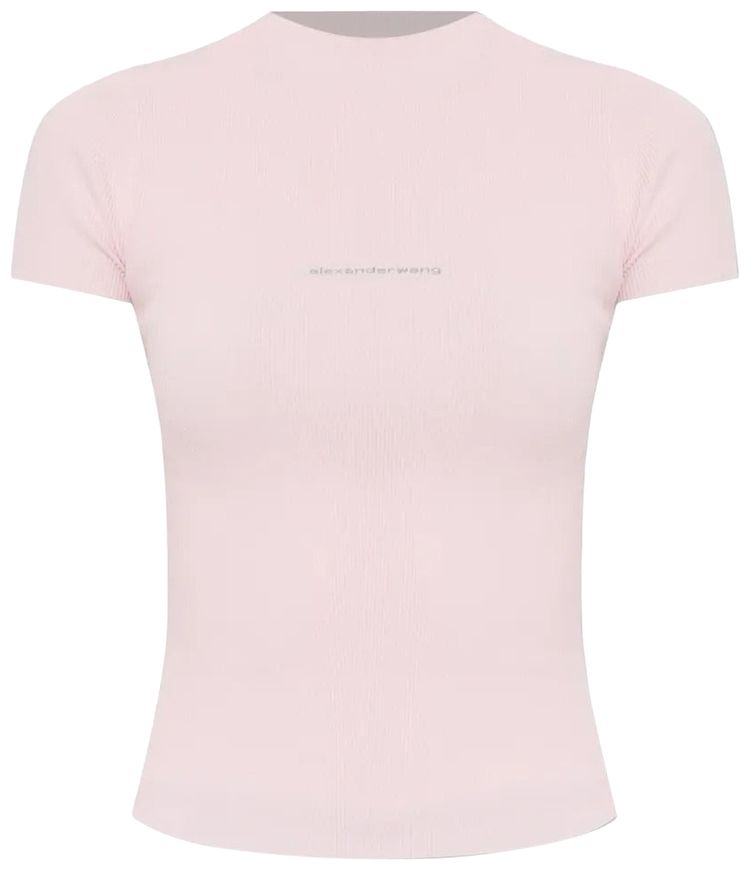 Alexander Wang Jacquard Logo Short Sleeve Crewneck Top Light Pink