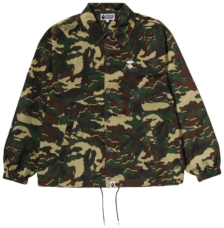 BAPE Glitch Woodland Camo Coach Jacket Green