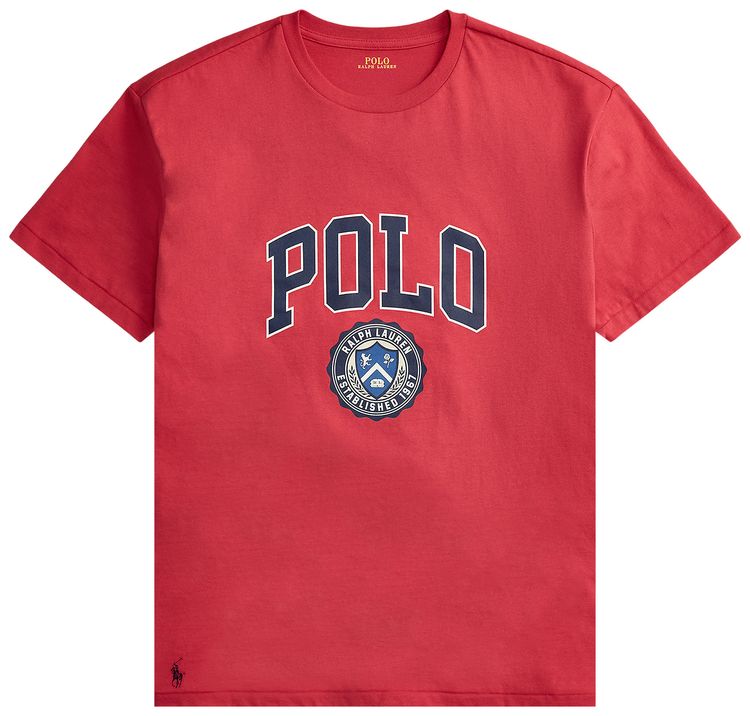 Polo Ralph Lauren Short Sleeve Jersey Knit Graphic Print T Shirt Sunrise Red