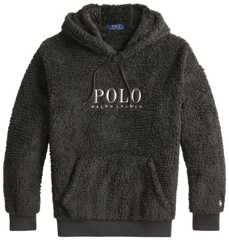 Polo Ralph Lauren Long Sleeve Curly Hi Pile Polo Active Logo Hoodie Deep Grey