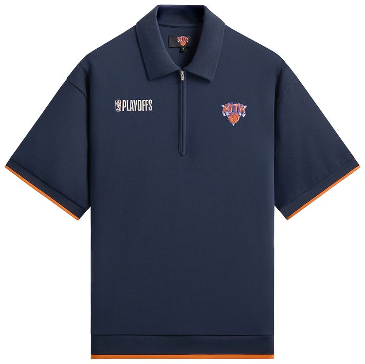 Kith For The New York Knicks Playoffs Zip Front Performance Knit Polo Nocturnal