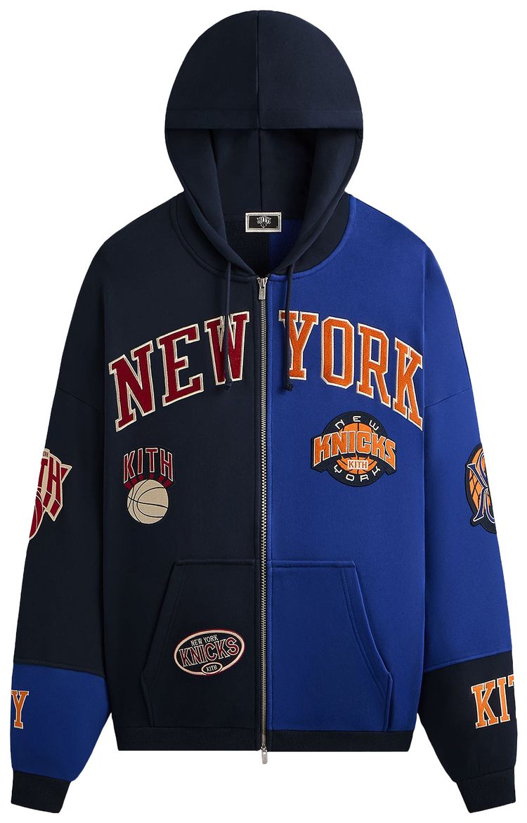 Kith For The New York Knicks Mash Up Cropped Braxton Vintage Hoodie Nocturnal