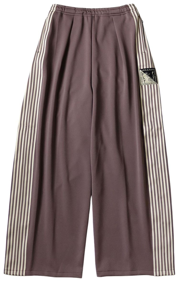 Kapital Smooth Jersey Stantman  Woman Baggy Track Pants Banner Stripe Light Brown