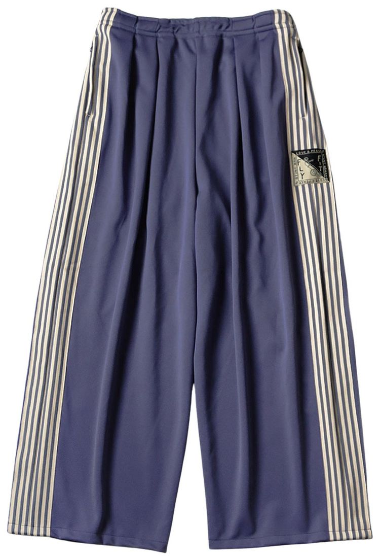 Kapital Smooth Jersey Stantman  Woman Super Baggy Track Pants Banner Stripe Purple
