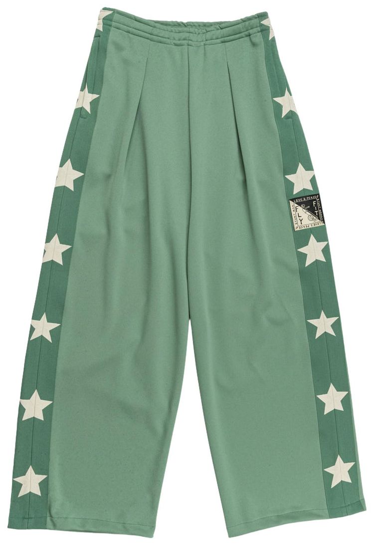 Kapital Smooth Jersey Stantman  Woman Baggy Track Pants Stars Light Green