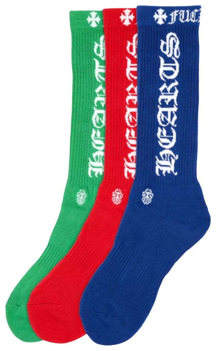Chrome Hearts CH Logo Socks 3 Pack Red