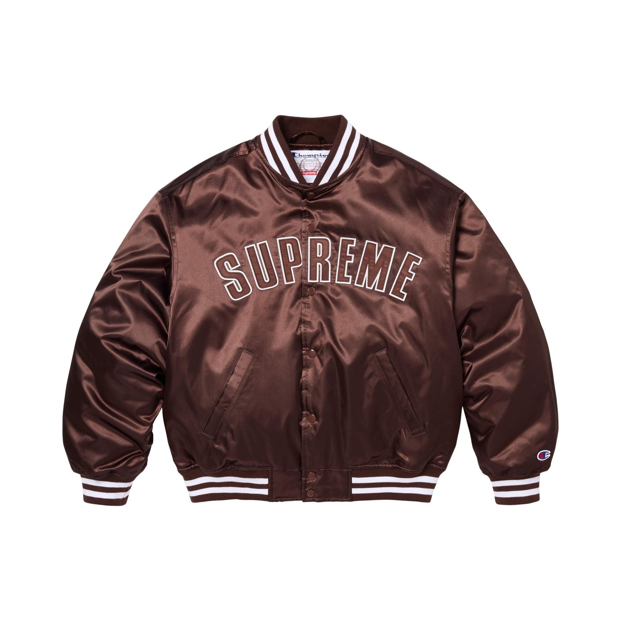 Buy Supreme x Champion Satin Varsity Jacket 'Brown' - SS26J105