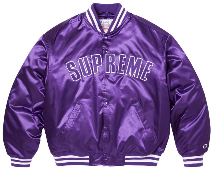 Supreme x Champion Satin Varsity Jacket Purple