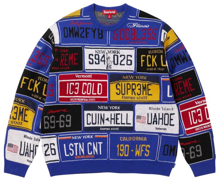 Supreme License Plate Sweater Royal
