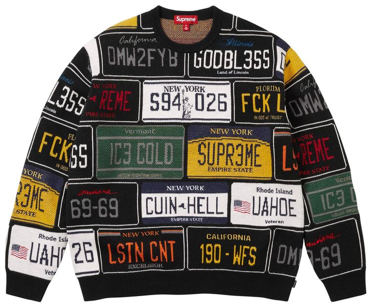 Supreme License Plate Sweater Black