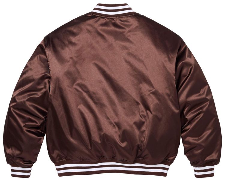 Supreme x Champion Satin Varsity Jacket Brown