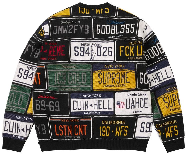 Supreme License Plate Sweater Black