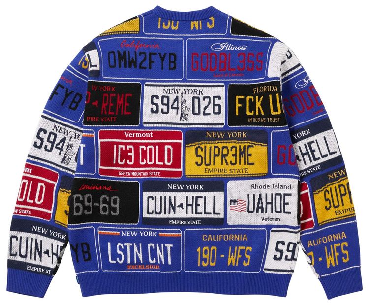 Supreme License Plate Sweater Royal
