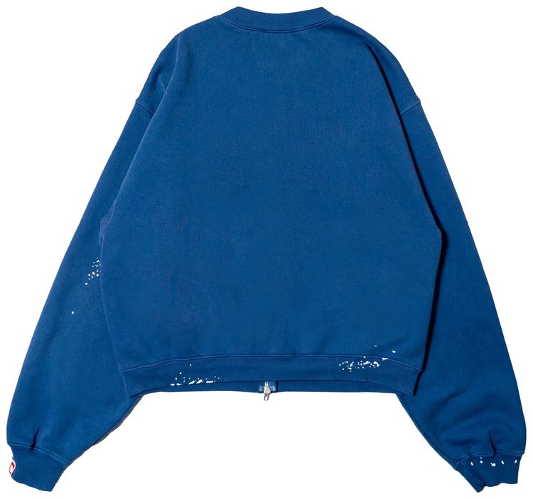 Cherry LA Applique Zip Up Crew Sun Faded Blue