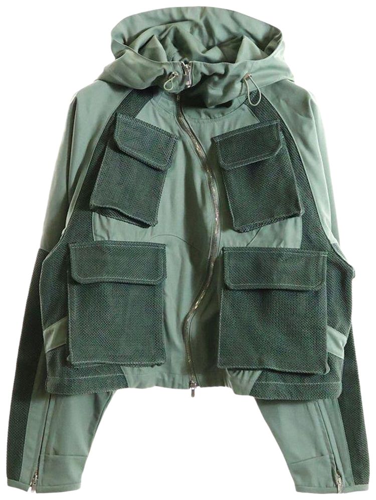 FFFPostalService Waffle Knit Liner Zip Hoodie Emerald Green