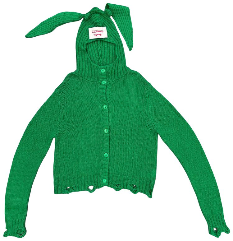 Charles Jeffrey Loverboy Rabbit Balaclava Cardigan Green