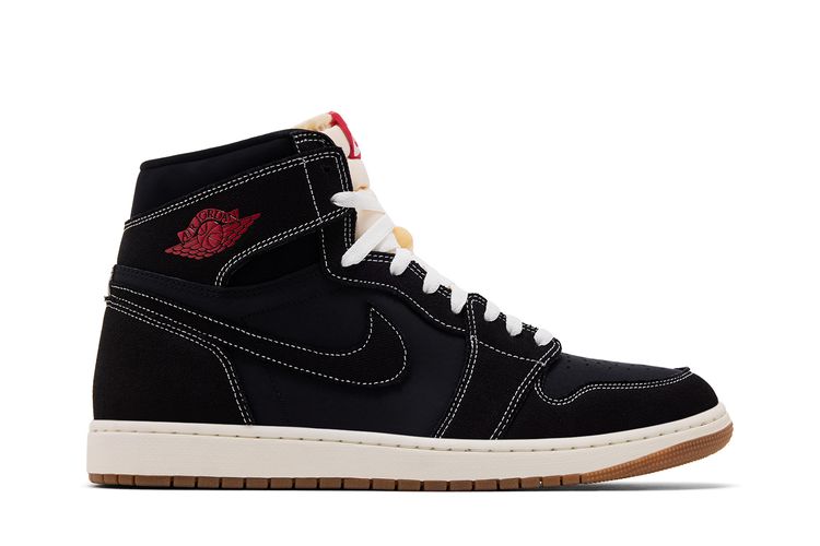 Air Jordan 1 Black/Sail/Gum Medium Brown/University Red