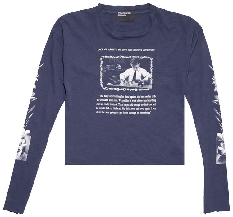 Enfants Riches Deprimes Head Against The Bars Long Sleeve T Shirt Washed Navy