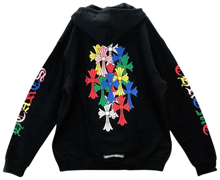 Chrome Hearts Cross Logo Zip Up Hoodie BlackMulticolor