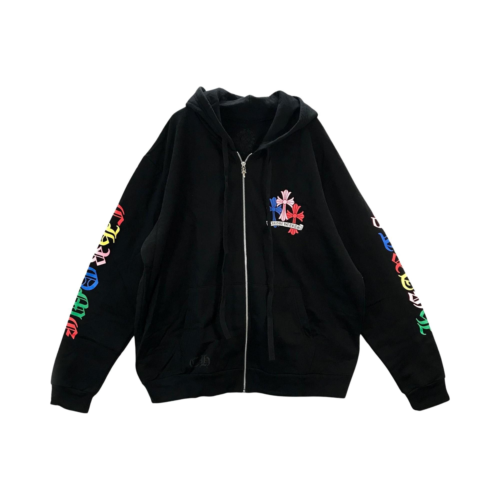 Buy Chrome Hearts Cross Logo Zip Up Hoodie 'Black/Multicolor
