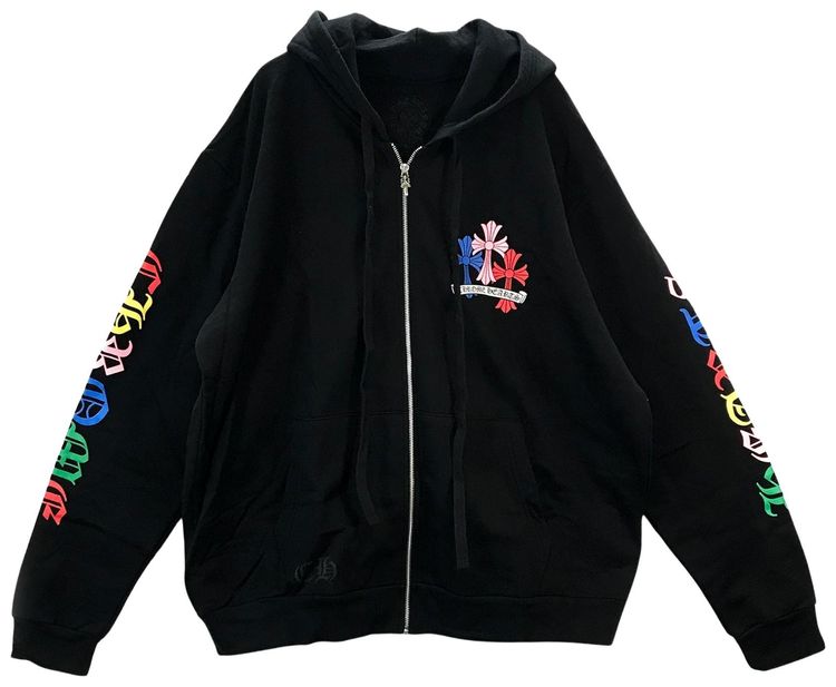 Chrome Hearts Cross Logo Zip Up Hoodie BlackMulticolor