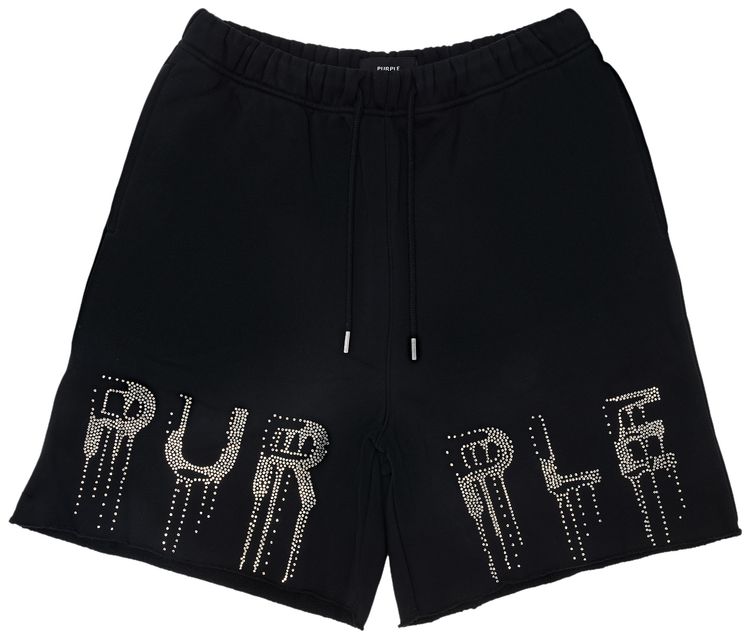 PURPLE BRAND HWT Fleece Raw Hem Short Black
