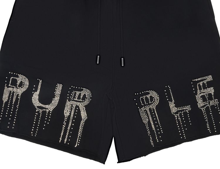 PURPLE BRAND HWT Fleece Raw Hem Short Black