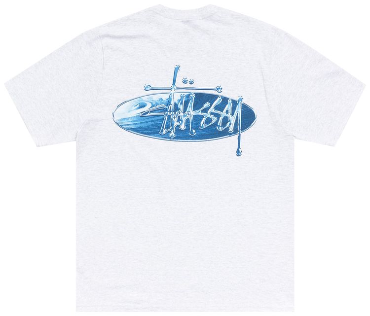 Stussy Wave Oval Tee Ash Heather