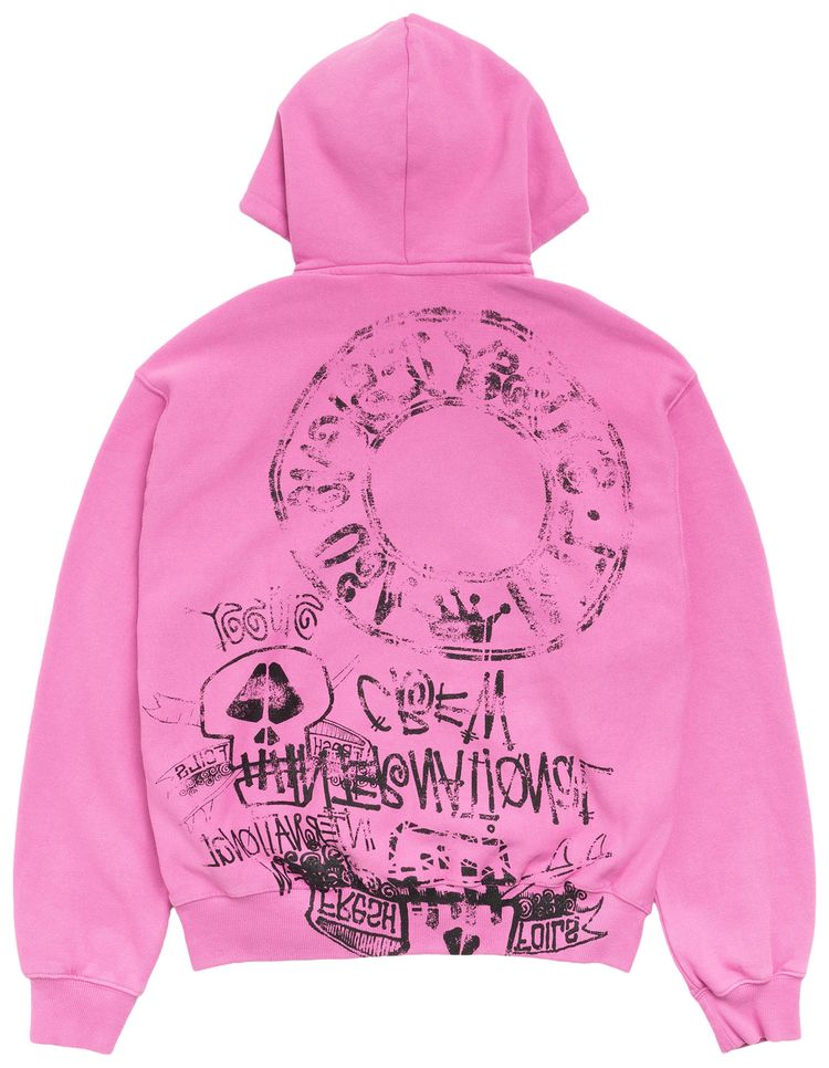 Stussy Skulls Zip Hoodie Pigment Dyed Pink