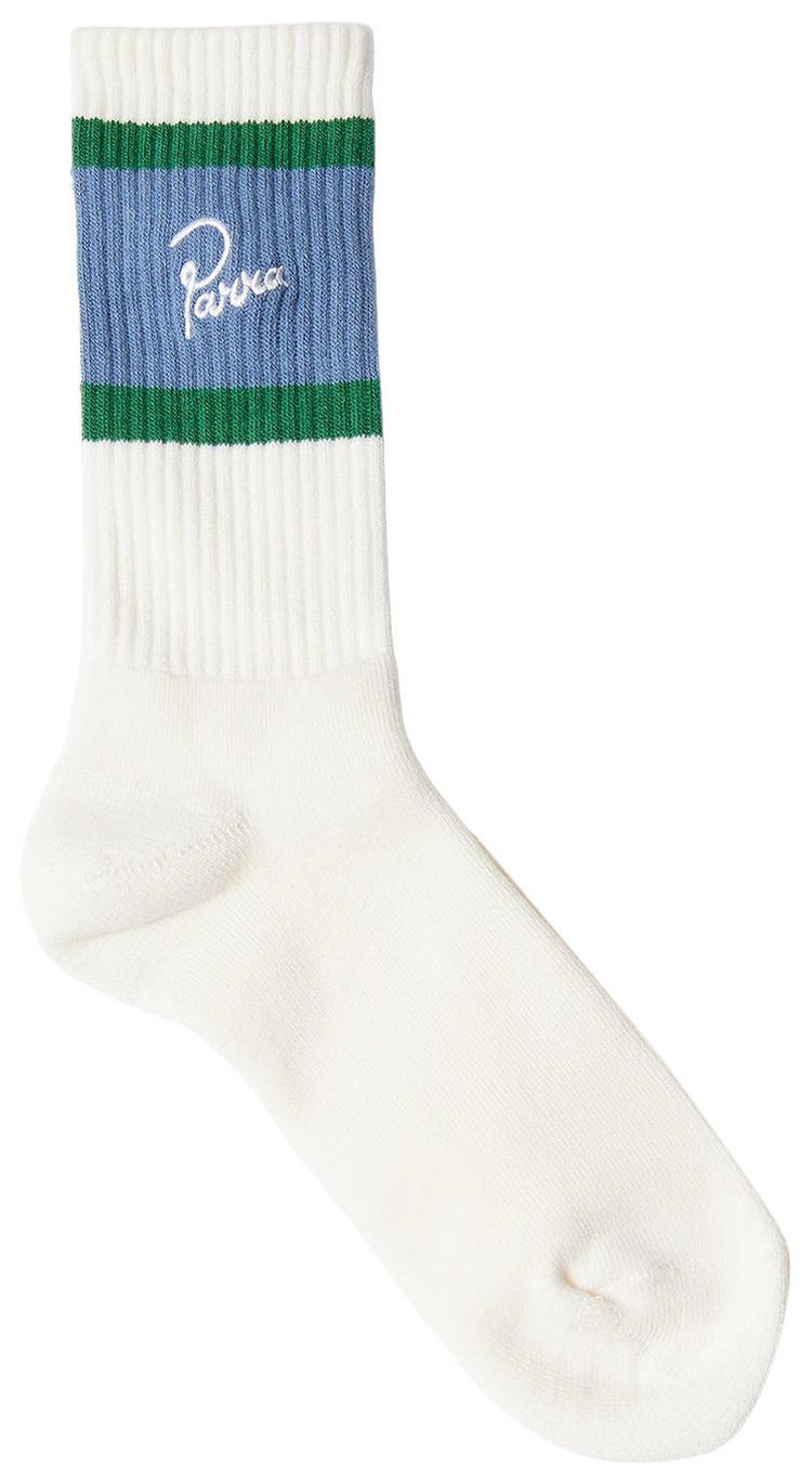 Parra Signature Striped Crew Socks White
