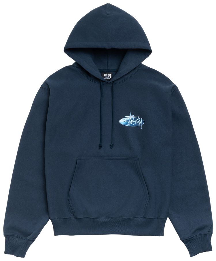 Stussy Wave Oval Hoodie Navy