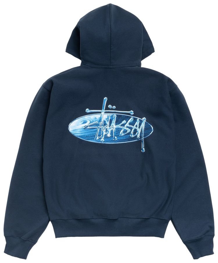 Stussy Wave Oval Hoodie Navy