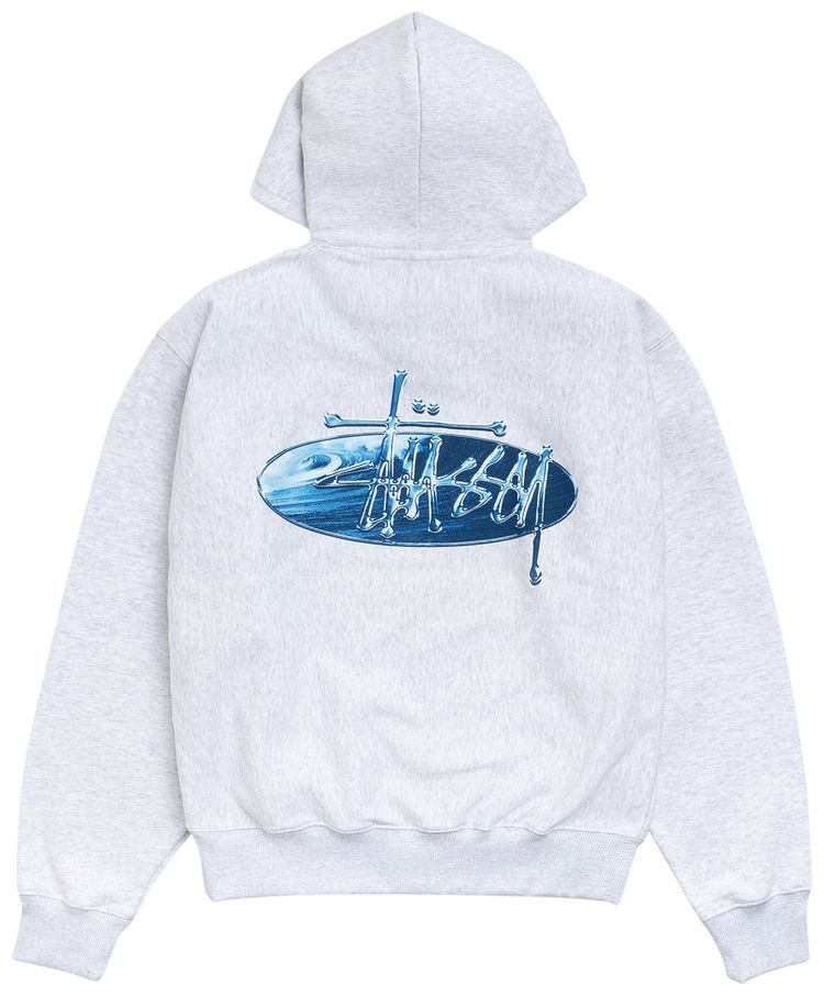 Stussy Wave Oval Hoodie Ash Heather