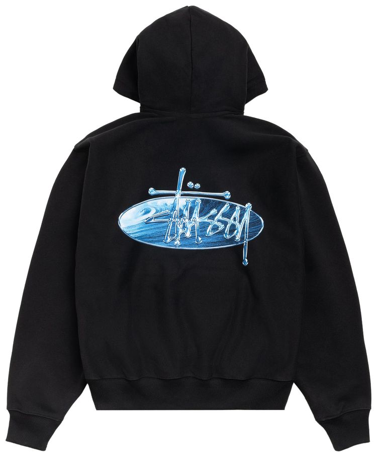 Stussy Wave Oval Hoodie Black