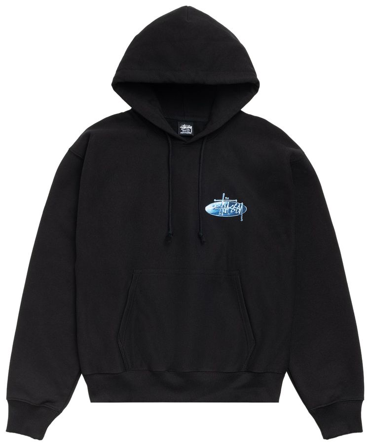 Stussy Wave Oval Hoodie Black