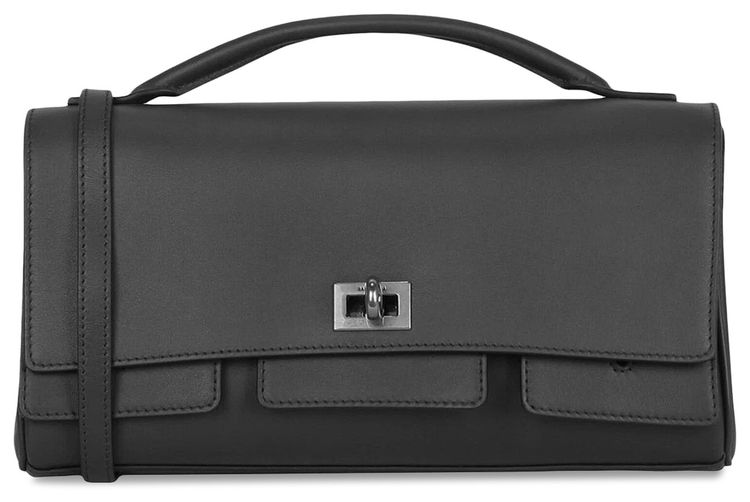 Balenciaga Bel Air Small Leather Clutch Bag Grey