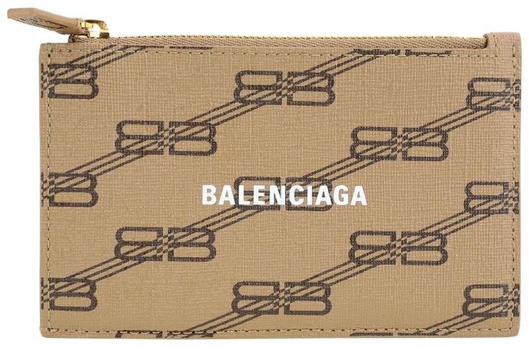 Balenciaga Monogram Card Holder BeigeBrown